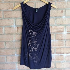 Ruched Deep Purple Tank w/ Bronze Detail